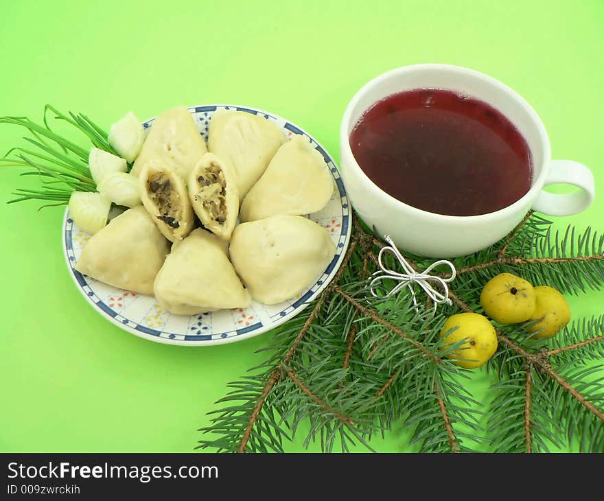 Christmas food (soup,christmas tree,all white