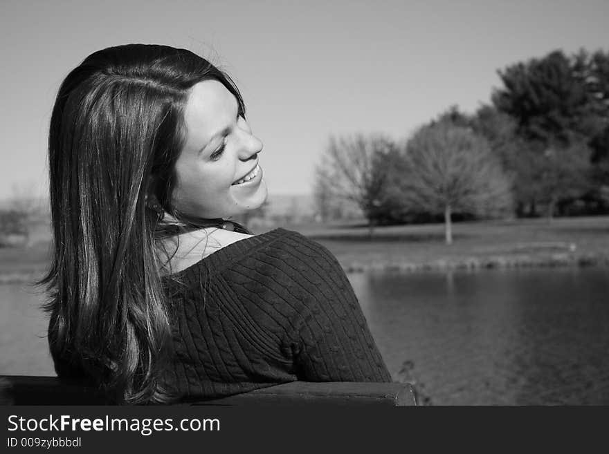 Young woman enjoying a fall day. Young woman enjoying a fall day