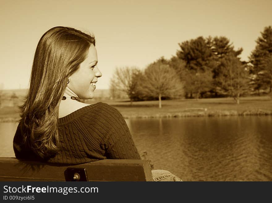 Young woman enjoying a fall day. Young woman enjoying a fall day