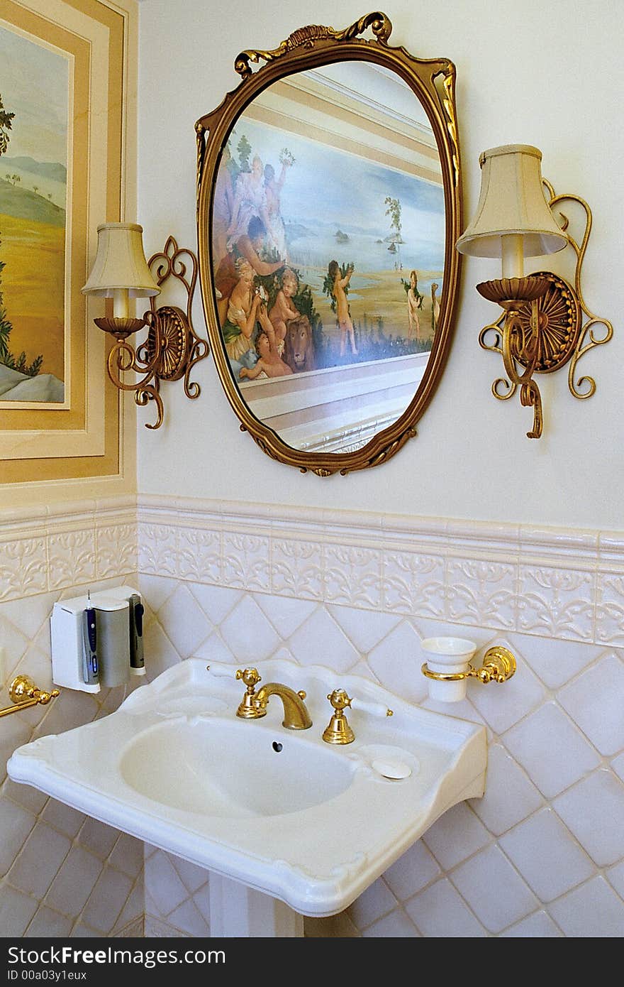 Washbasin in old styled bathroom