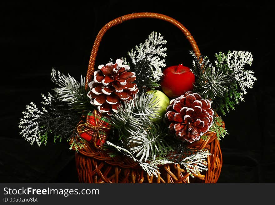 Front view for christmas ornament isolated on black background