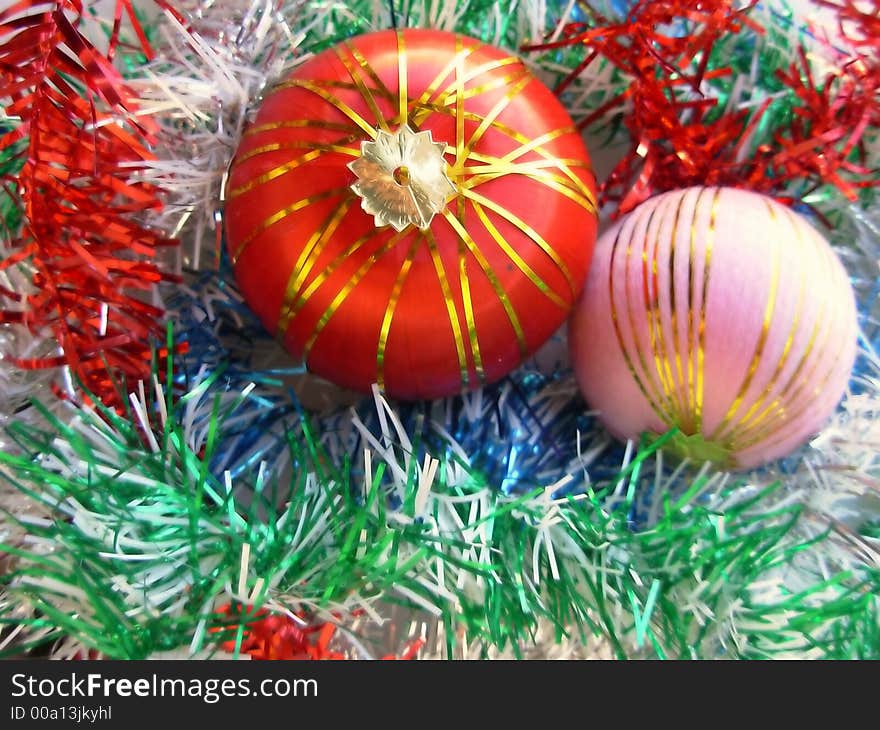 Colorful Christmas balls spreaded all over the frame