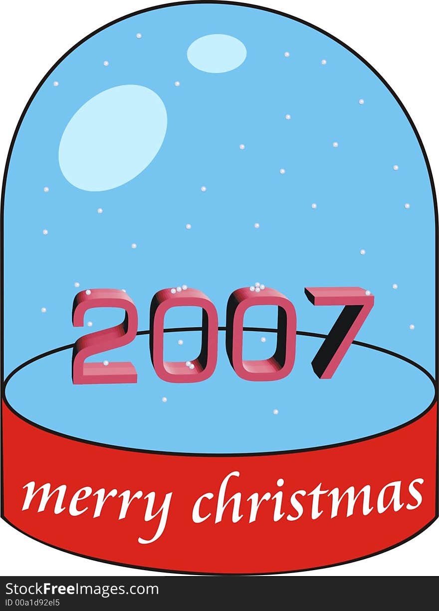 Computer generated christmas ornament in a glass representing year 2007. Computer generated christmas ornament in a glass representing year 2007