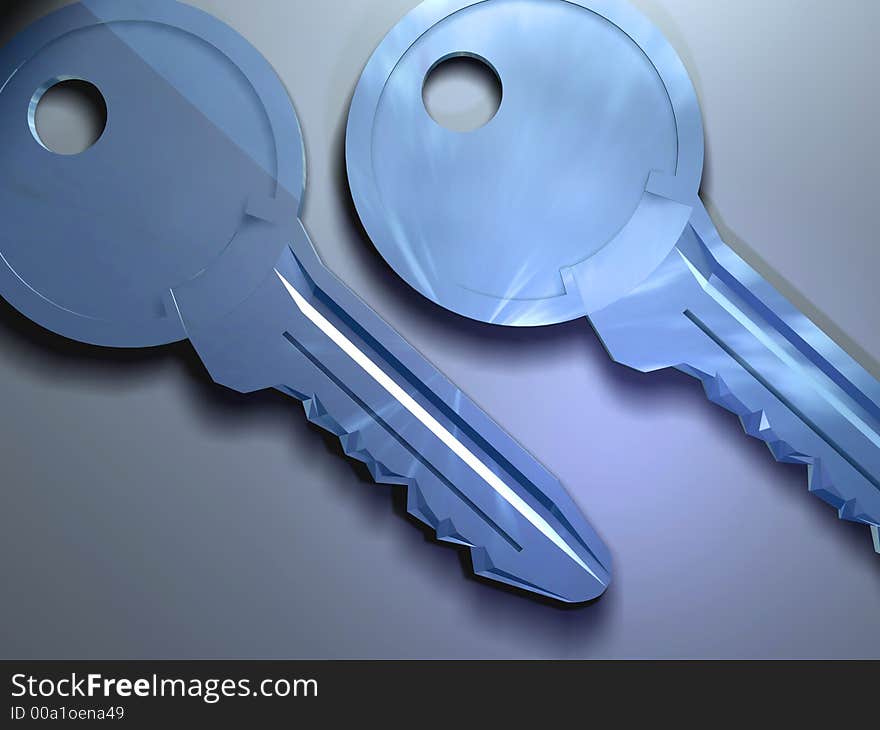 Two conceptual keys - 3d render