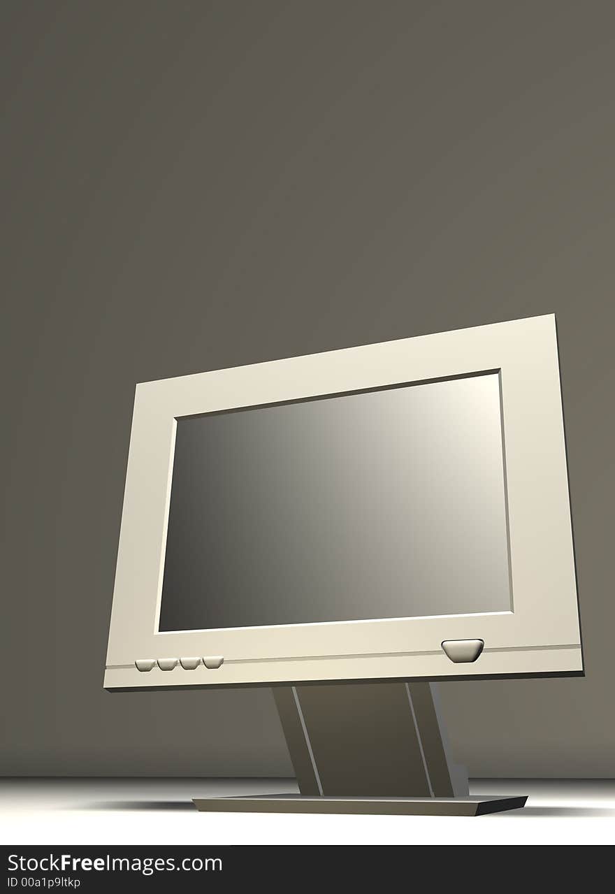 White flat monitor - 3d render