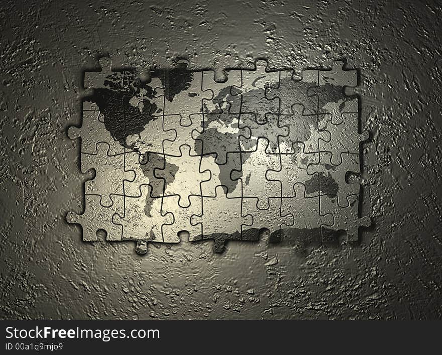 World map puzzle - 3d render