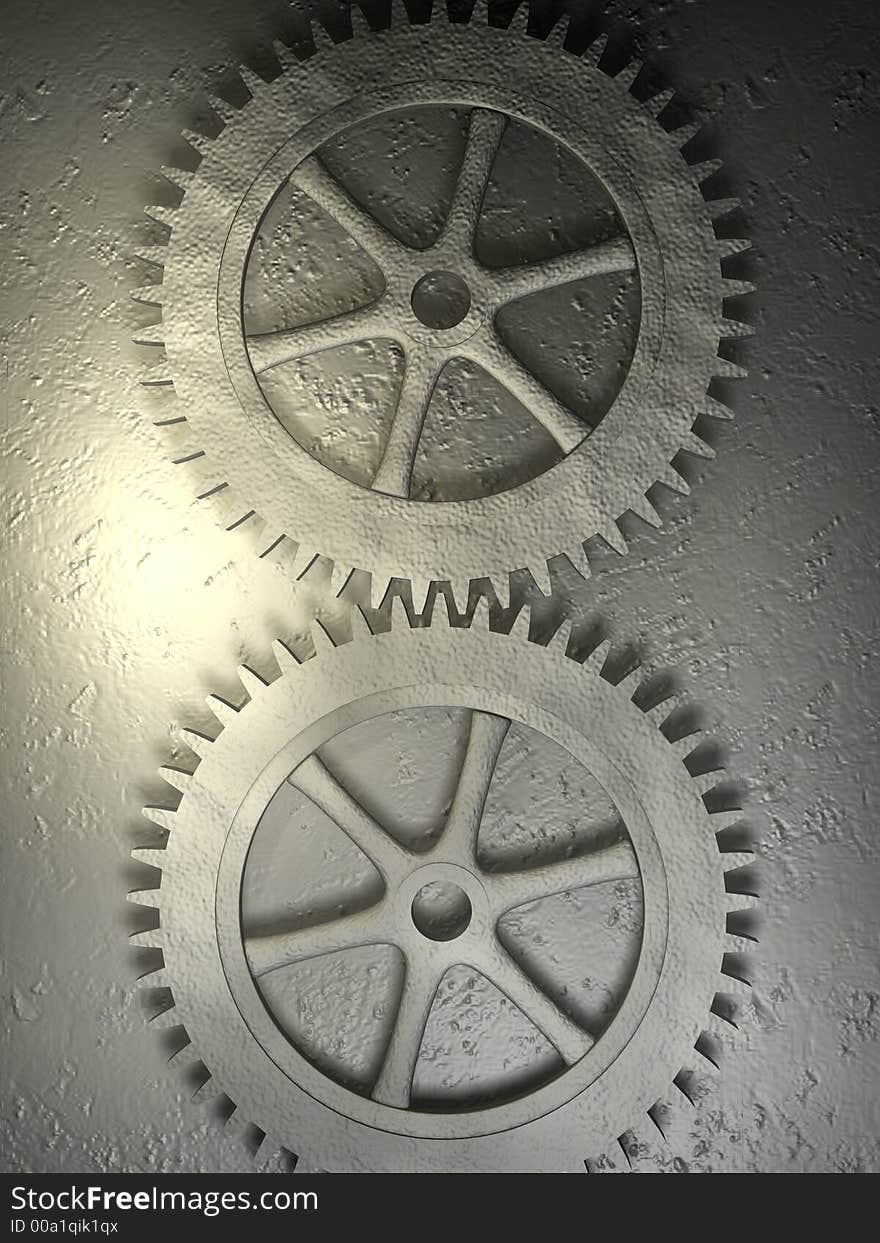 Two serrated wheel - 3d render. Two serrated wheel - 3d render