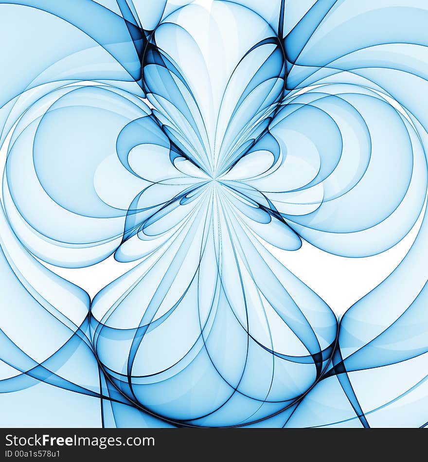 Blue chaos waves dancing on white background