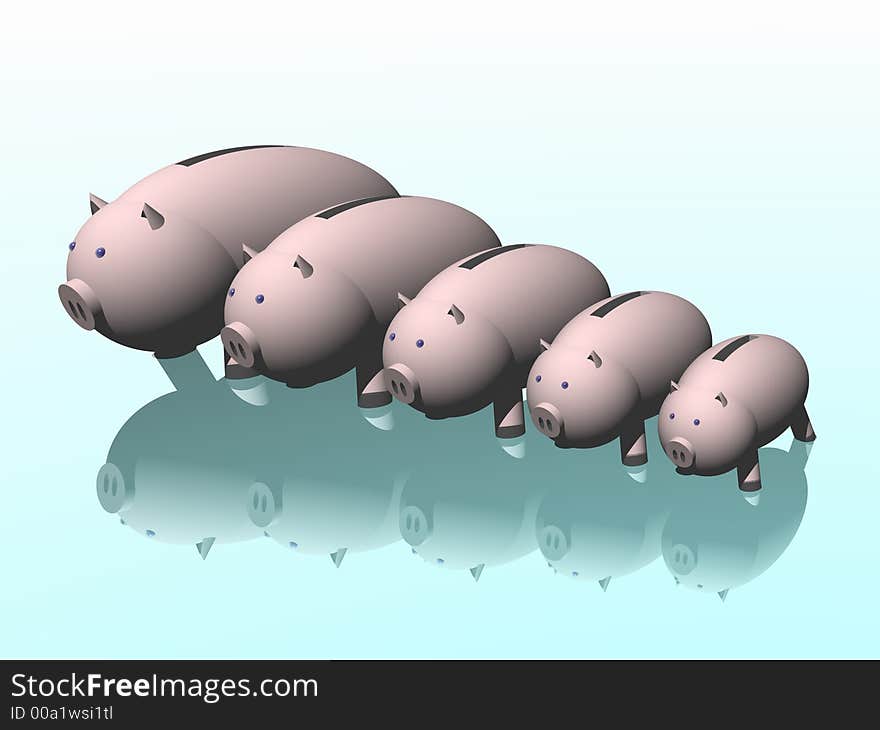 Piggy bank. 2007. Family of pigs