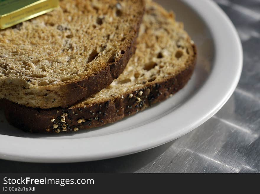 Toast on breakfast plate