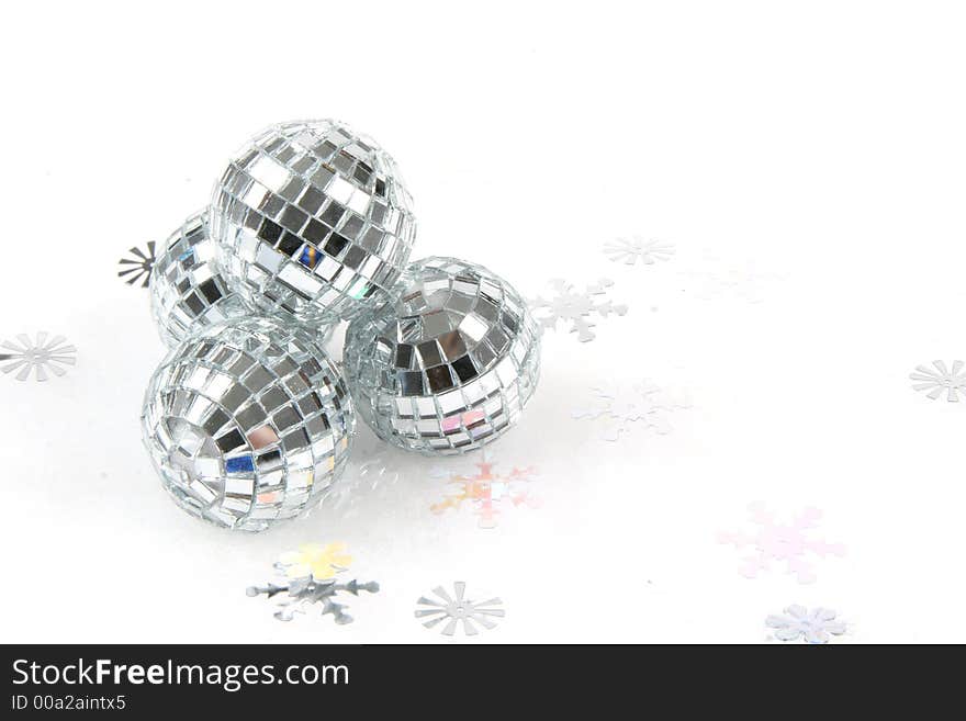 Glass Balls - Silver Glass blubs on white. Glass Balls - Silver Glass blubs on white