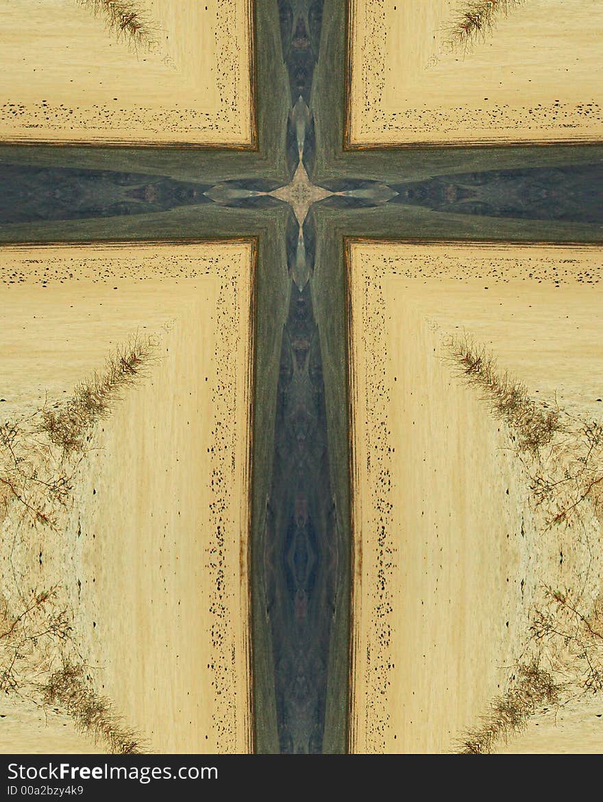 Kaleidoscope cross from photo of sand and mountains, Death Valley, California. Kaleidoscope cross from photo of sand and mountains, Death Valley, California