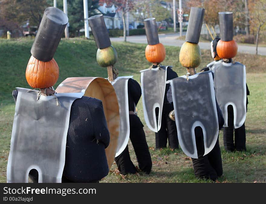 Band pumpkins in Canada. This display is to celebrate the start of fall.