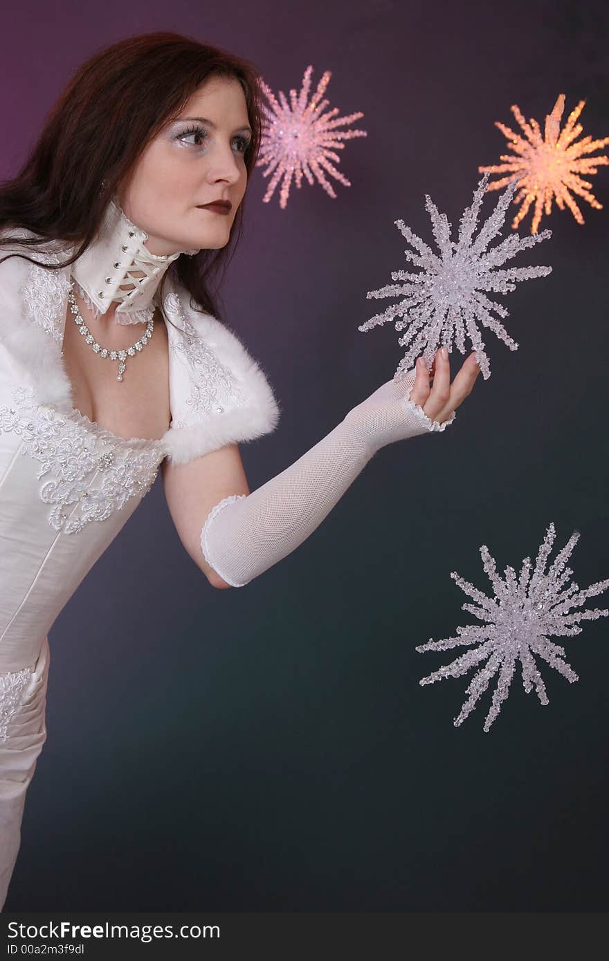 Beautiful girl holding crystal star. Beautiful girl holding crystal star