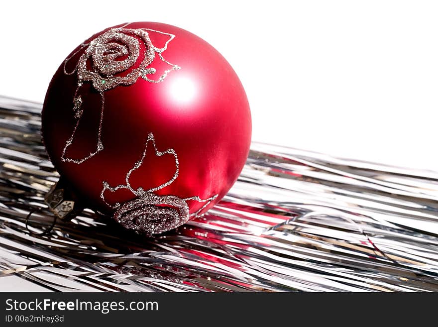 Red christmas ball and spangle