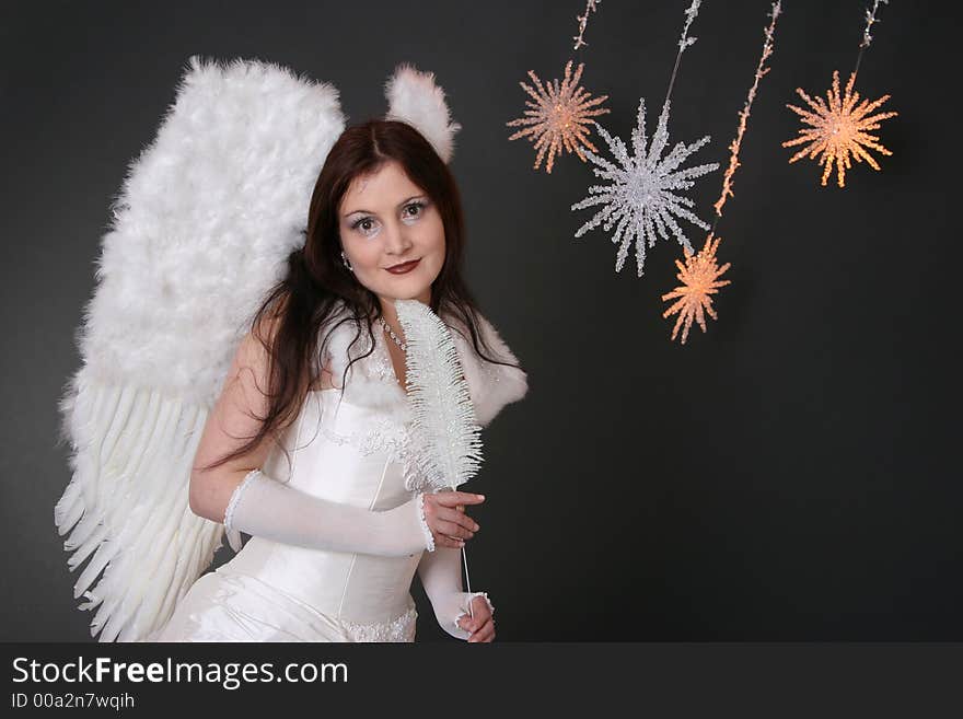 White Angel With Crystal Stars