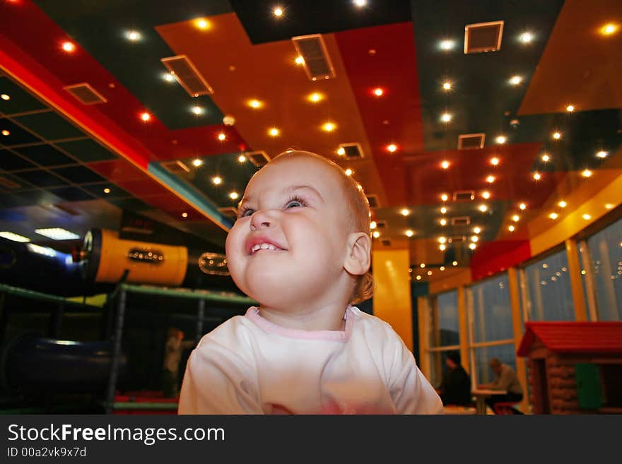 Happy baby and light roof