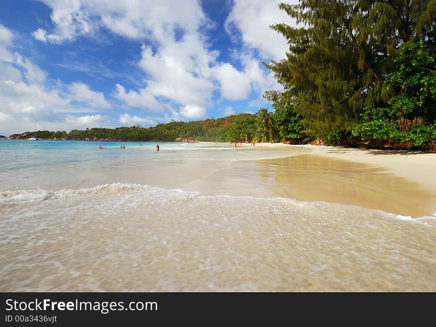 Beach at Anse Lazio, Praslin, Seychelles. Beach at Anse Lazio, Praslin, Seychelles