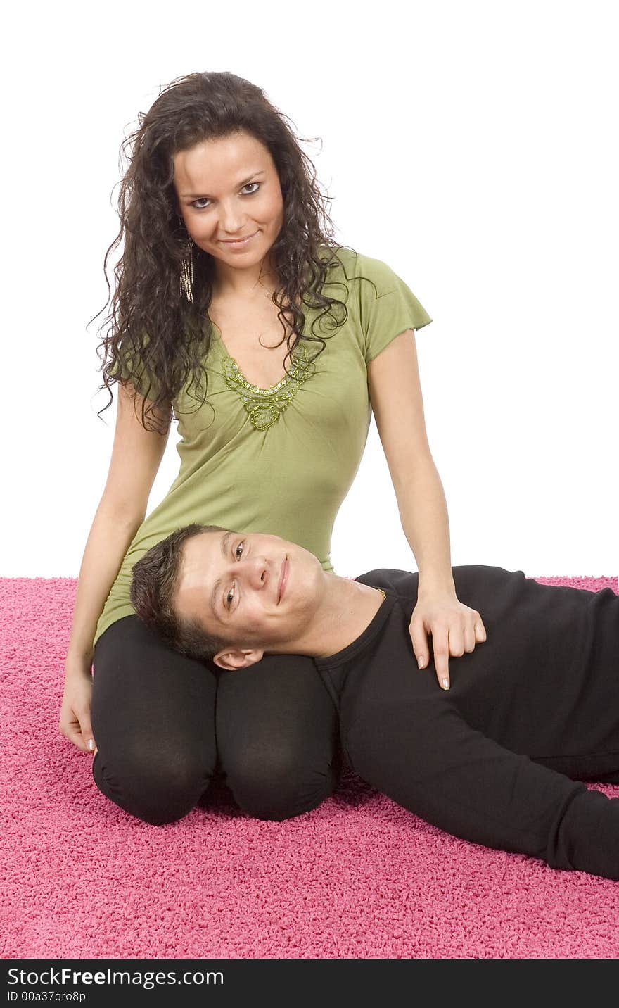 Couple on the pink carpet (white background)