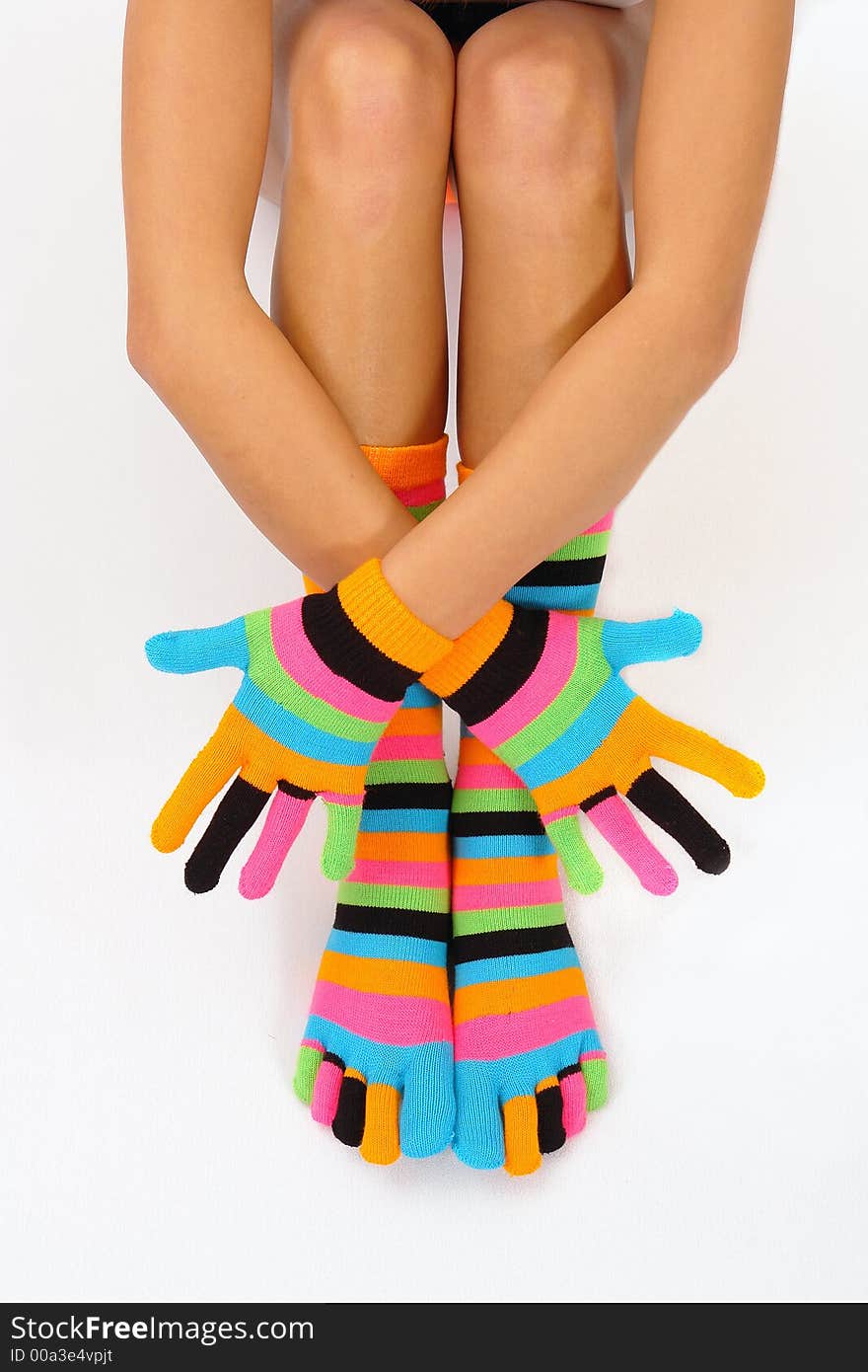 Socks and gloves on multi color. Socks and gloves on multi color