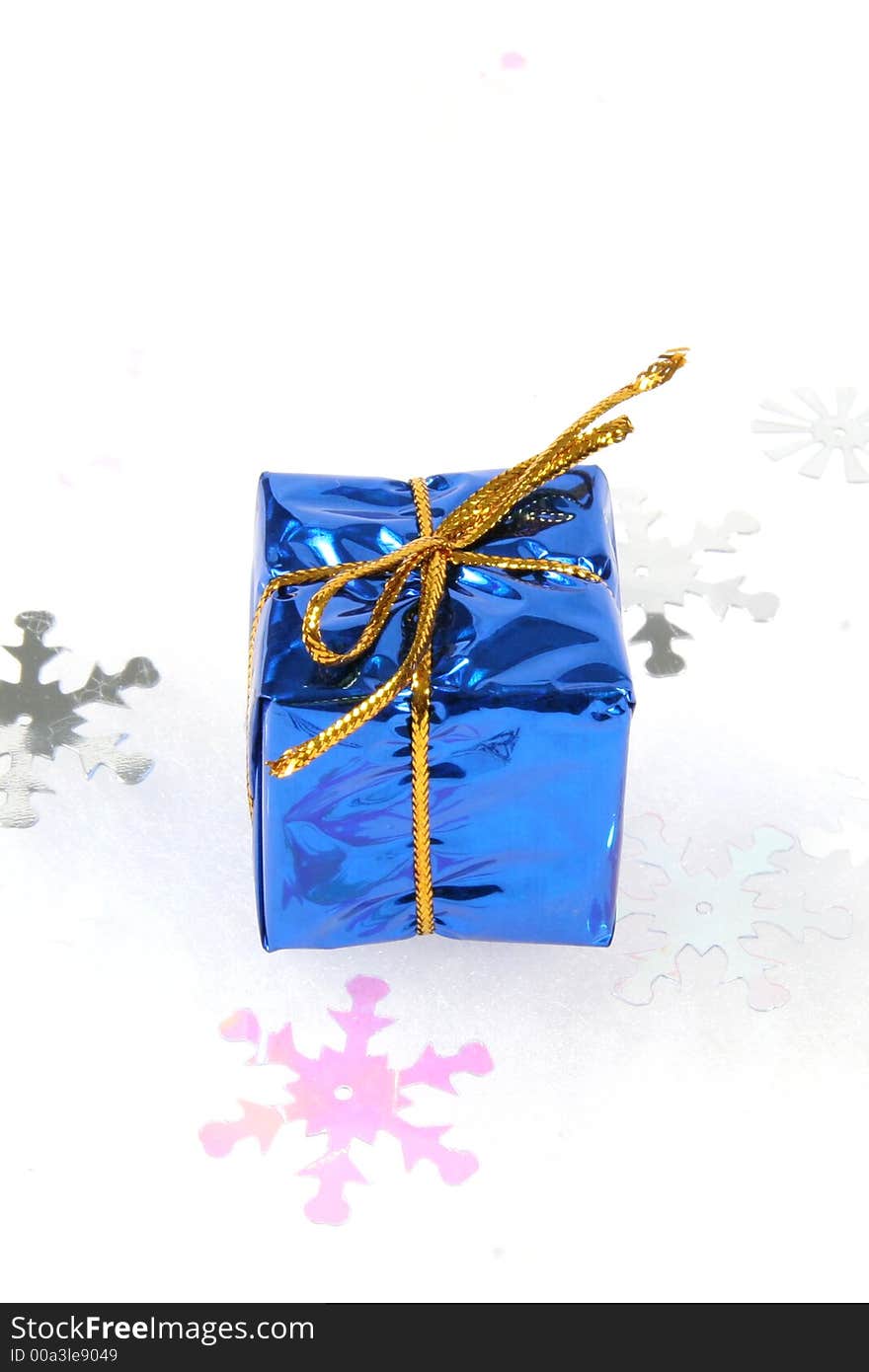 Blue Gift Box Christmas Ornament