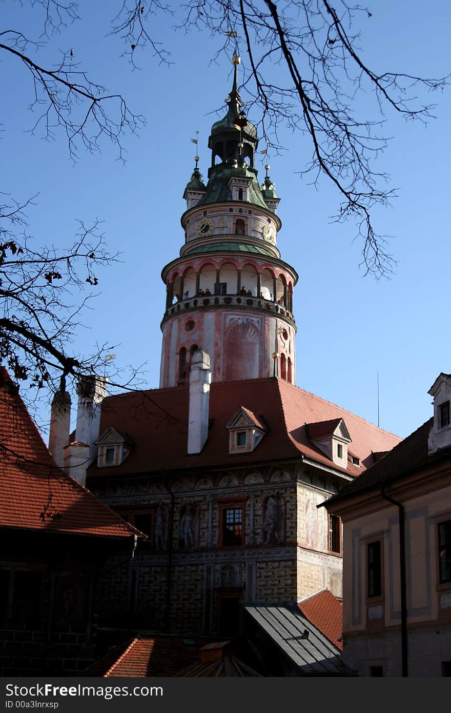 Historical tower in the city centre of Cesky Krumlov