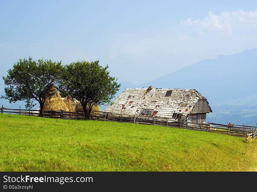 Ruined house on a mountain farm. Ruined house on a mountain farm