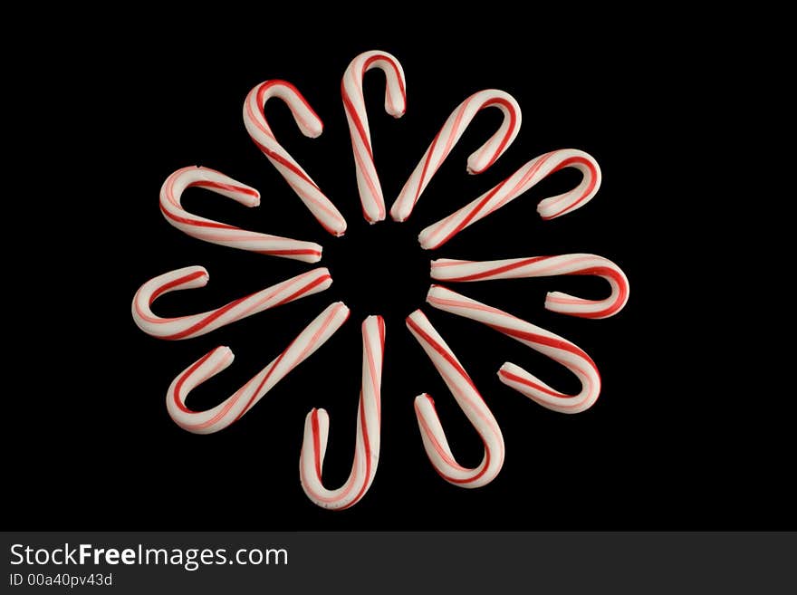Candy canes arranged in a circle. Candy canes arranged in a circle