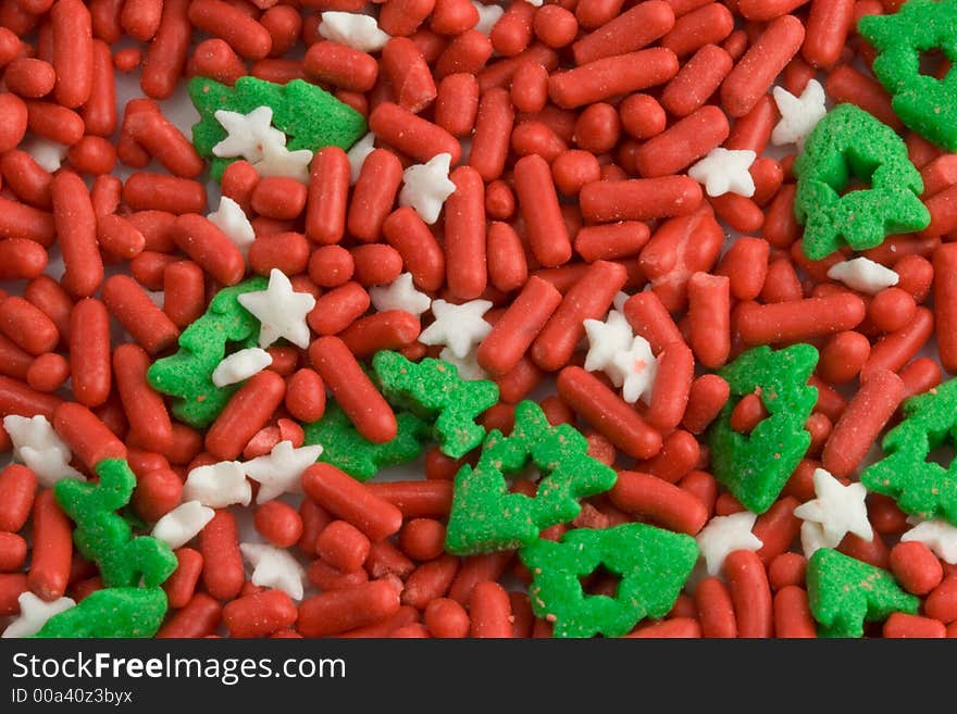 Red white and green cake decorations. Red white and green cake decorations