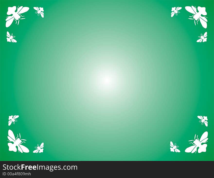 Green background with white fly frame. Green background with white fly frame