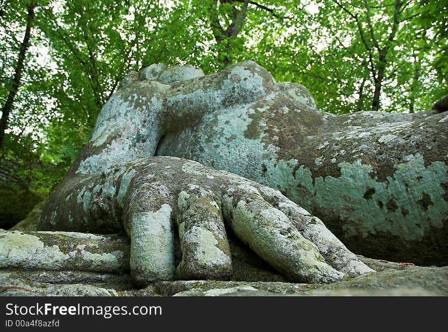 The sleeping Nymph of Bomarzo ville of wandares known as the moster park