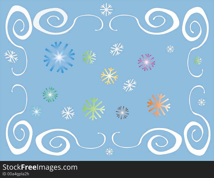 Colored background with white frame and colored flakes. Colored background with white frame and colored flakes