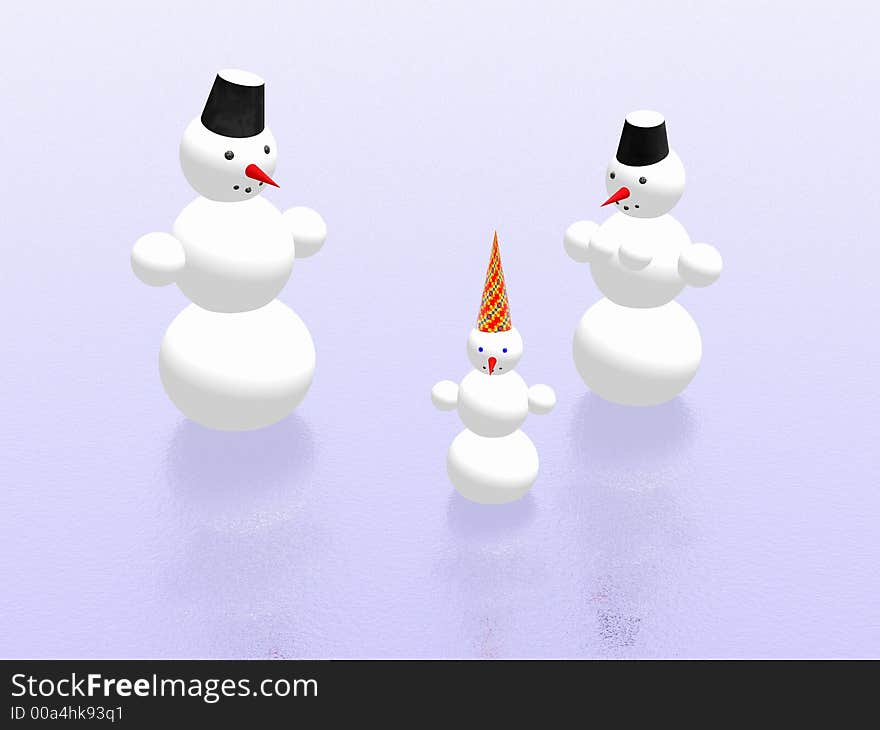 Snowman, Snowwoman And Snowbaby