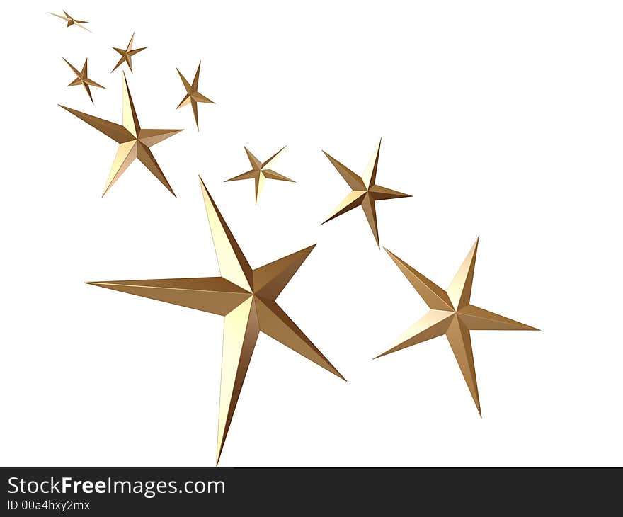 3d rendered golden stars illustration