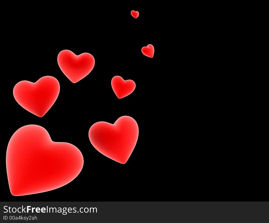 3d rendered illustration of hearts. 3d rendered illustration of hearts