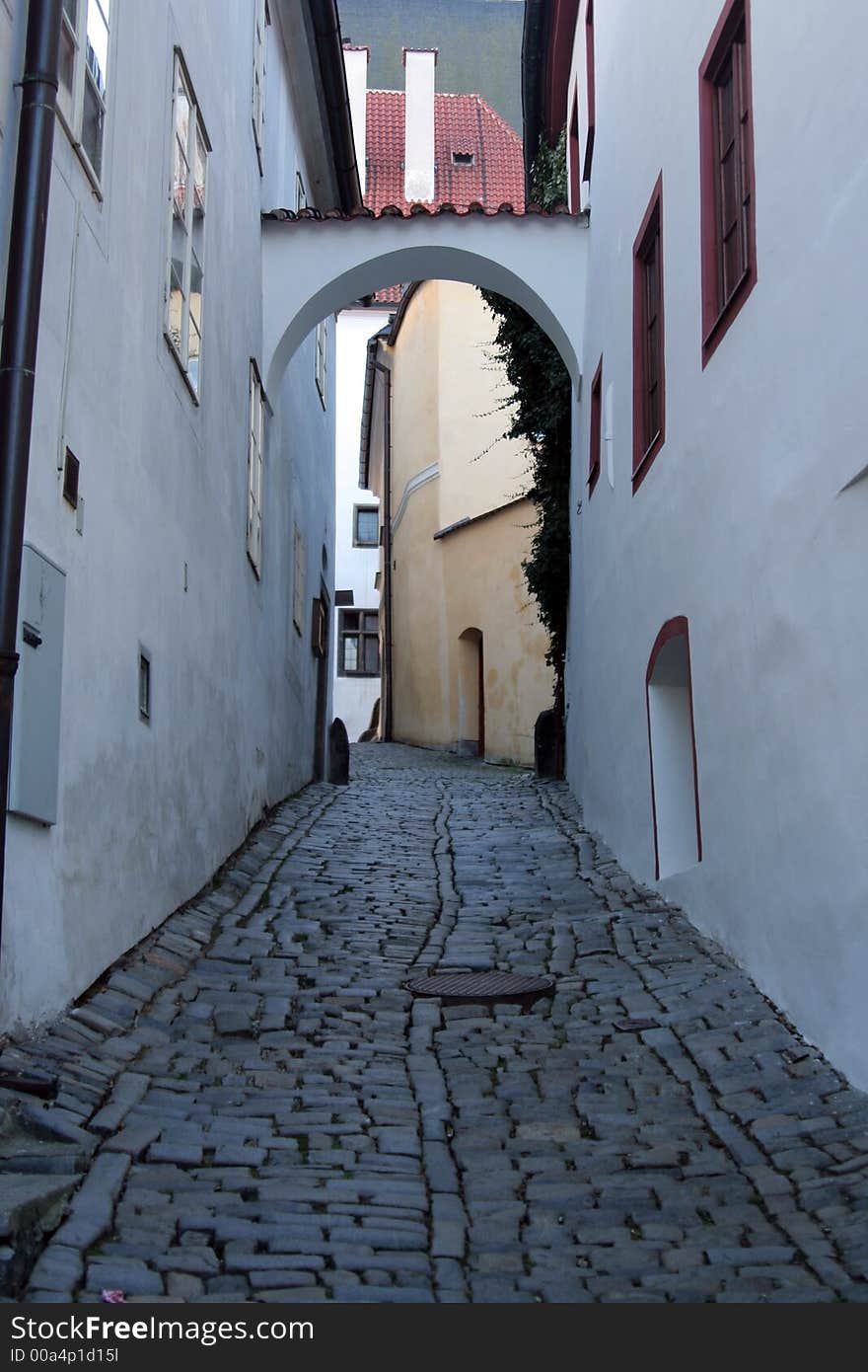 Historical street in the city centre of Cesky Krumlov