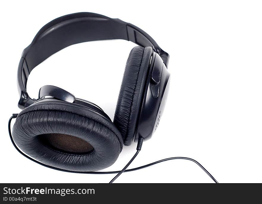 Black headphones on pure white background. Black headphones on pure white background