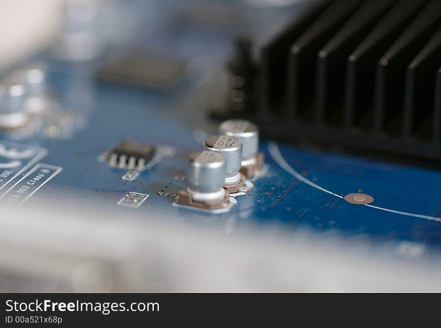 A close up of elements on a video card