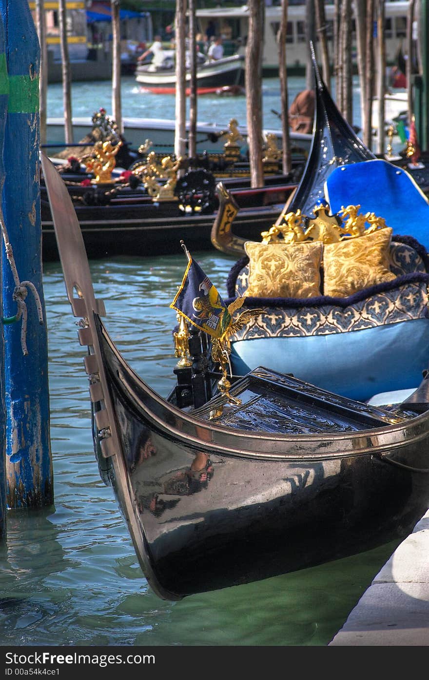 Gondola resting at the pier. Gondola resting at the pier.