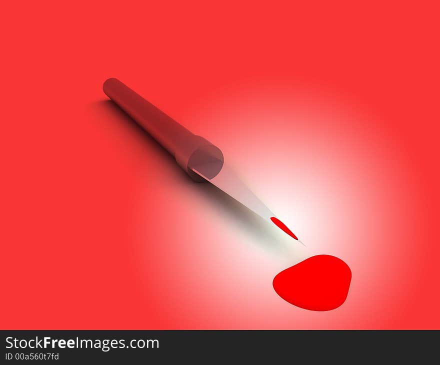 A computer created image of a medical scalpel with some blood. A computer created image of a medical scalpel with some blood.