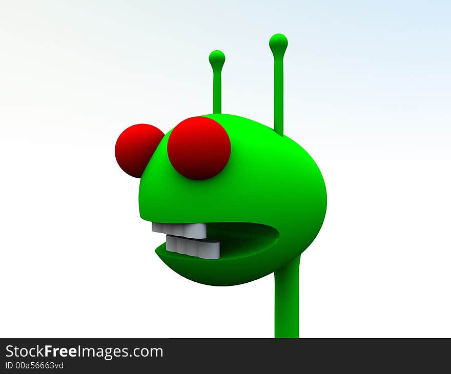 A computer created image of a alien a traditional little green man. A computer created image of a alien a traditional little green man.