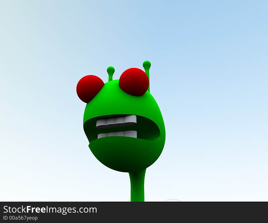 A computer created image of a alien a traditional little green man. A computer created image of a alien a traditional little green man.