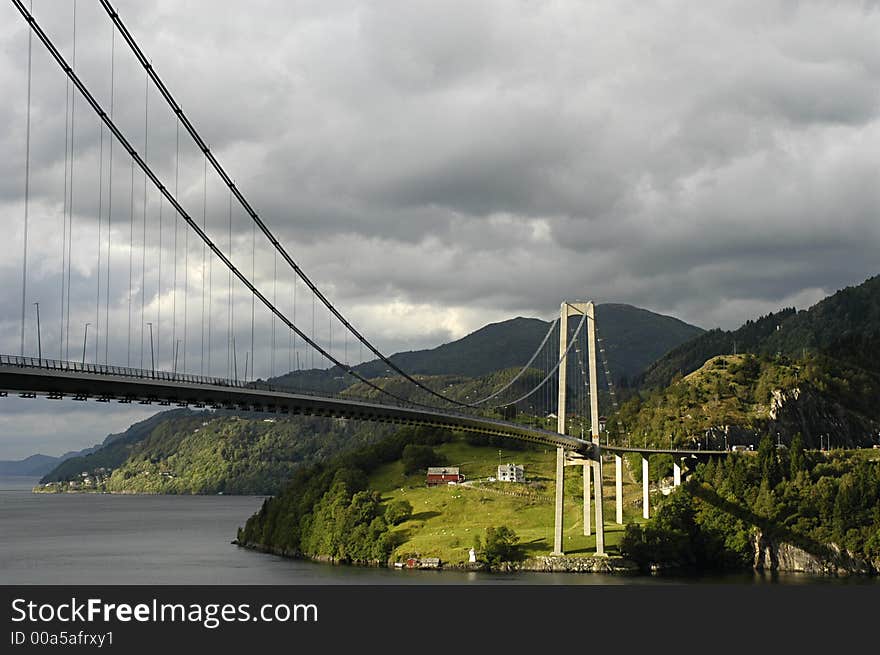 Picture of viaduct over fjord in Norway. Picture of viaduct over fjord in Norway.