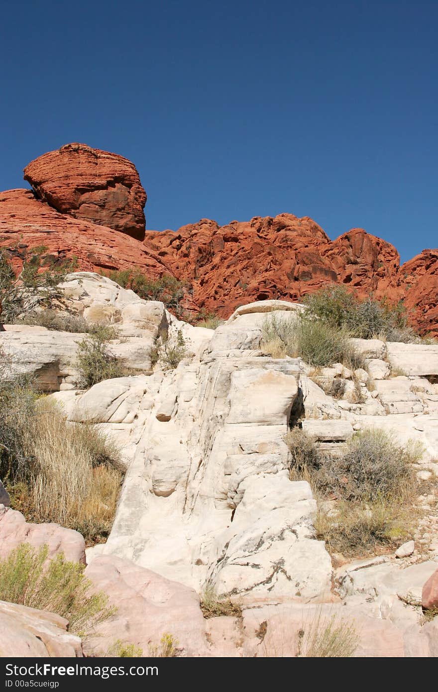 Red rock formations in the canyon