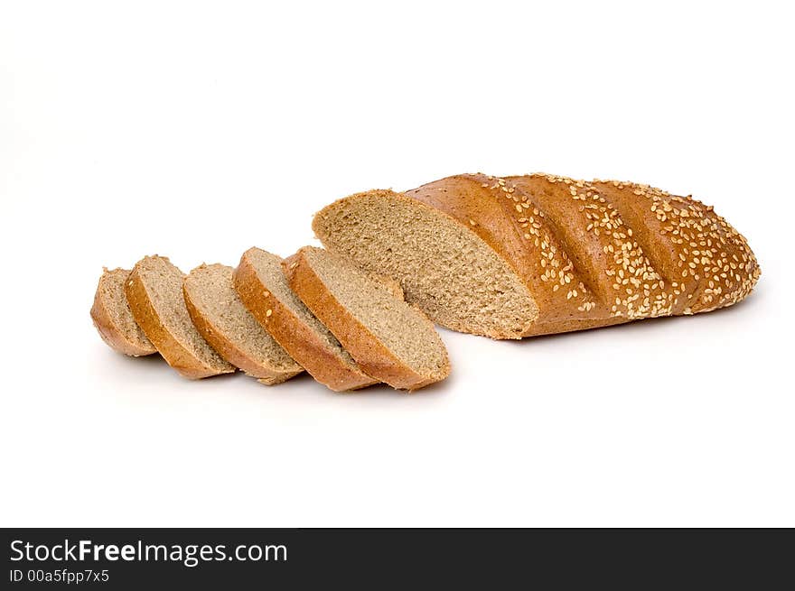 Sliced bread over white background