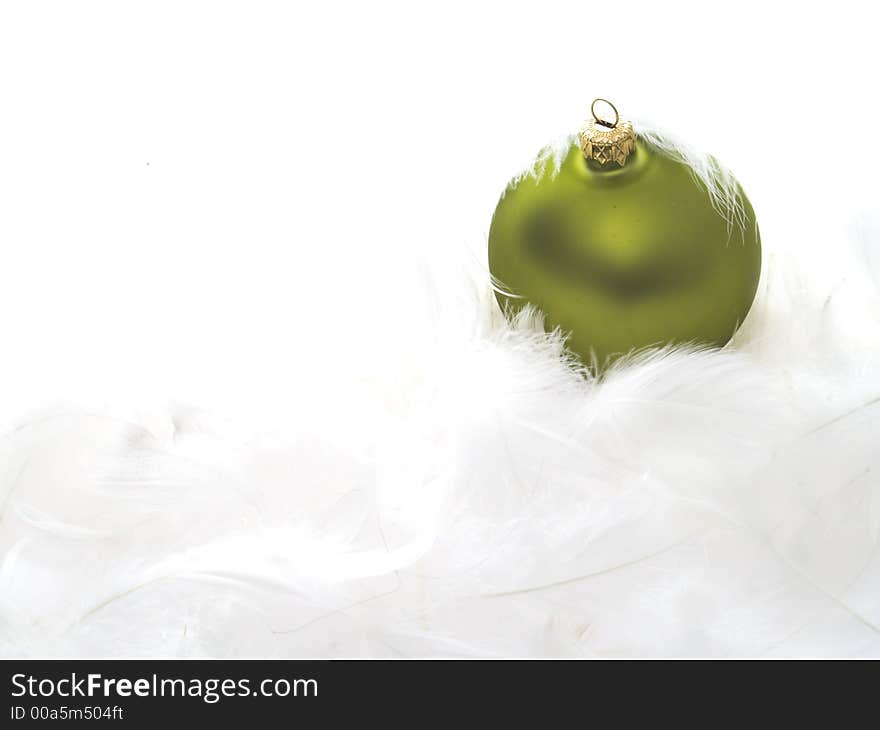 Isolated green ornaments in  feathers