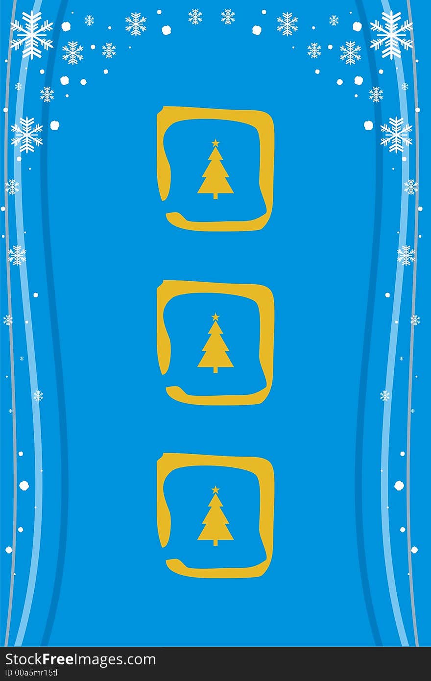 Blue Christmas card with trees