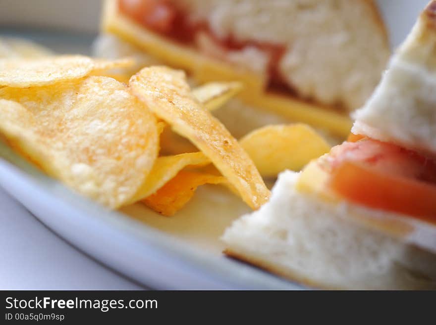 Sandwich and chips