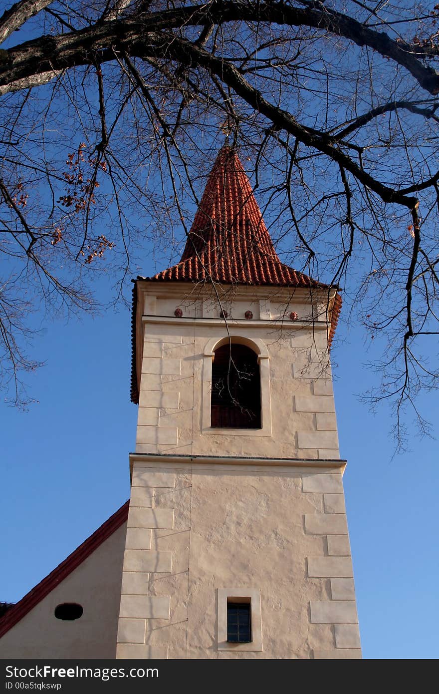 Historical tower in the city centre of Cesky Krumlov