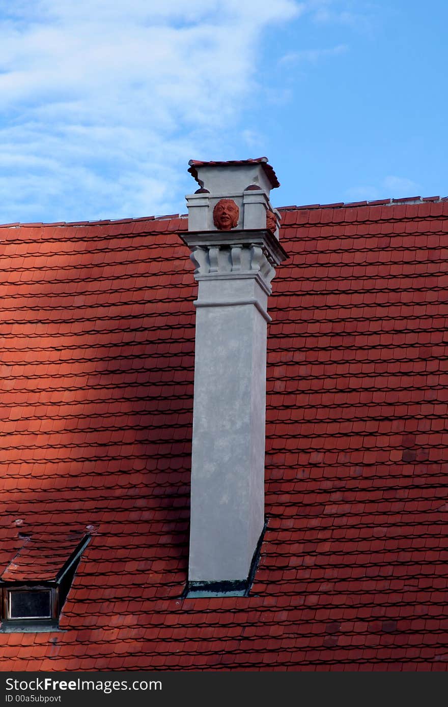 Old roofs with chimneys in the city centre of Cesky Krumlov. Old roofs with chimneys in the city centre of Cesky Krumlov